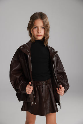 מעיל מייליס דמוי עור בורדו