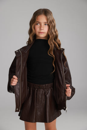 חצאית מייליס דמוי עור בורדו