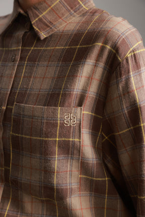 חולצת מאדי מכופתרת חום/בז'