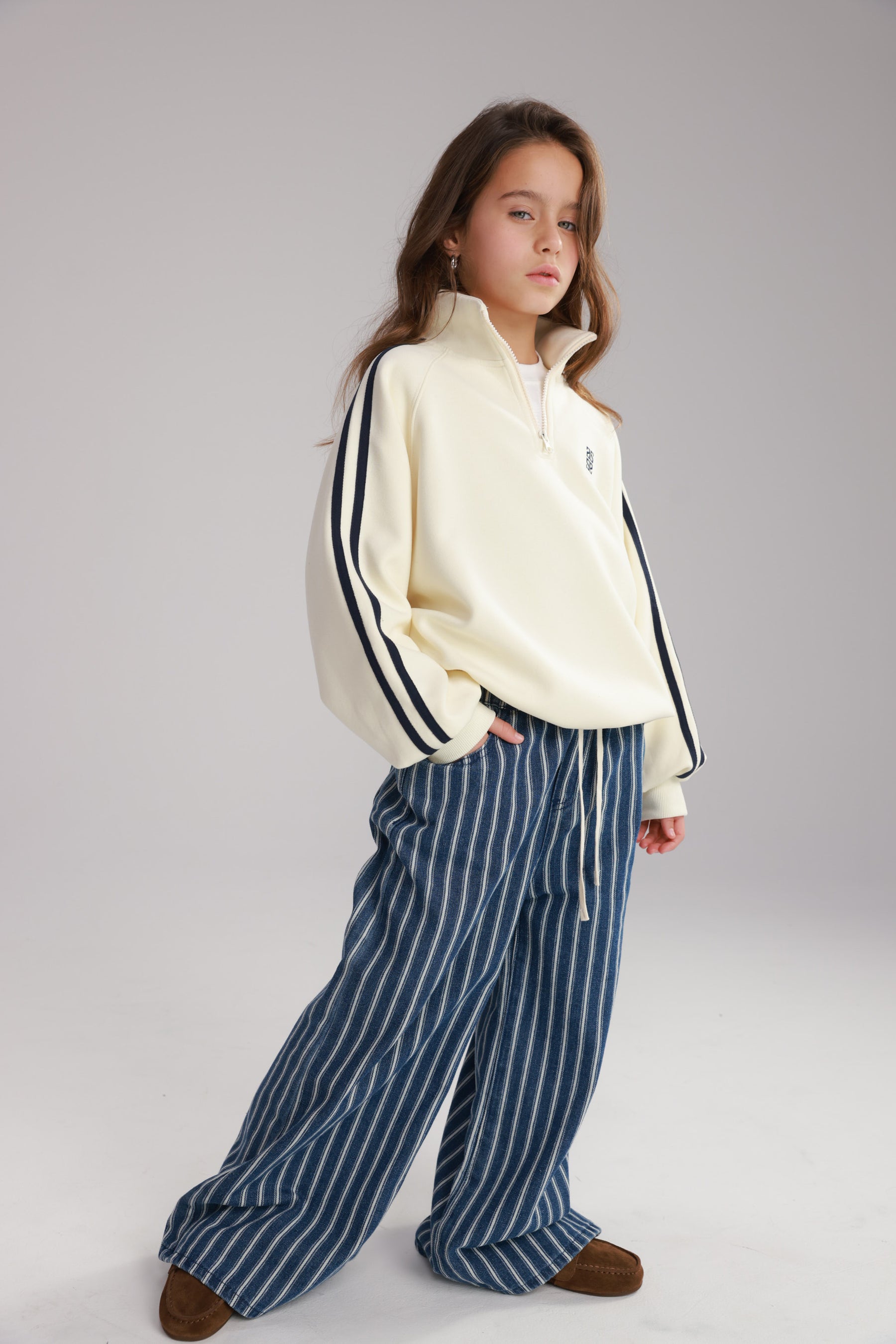 ג'ינס נואר פסים כחול כהה