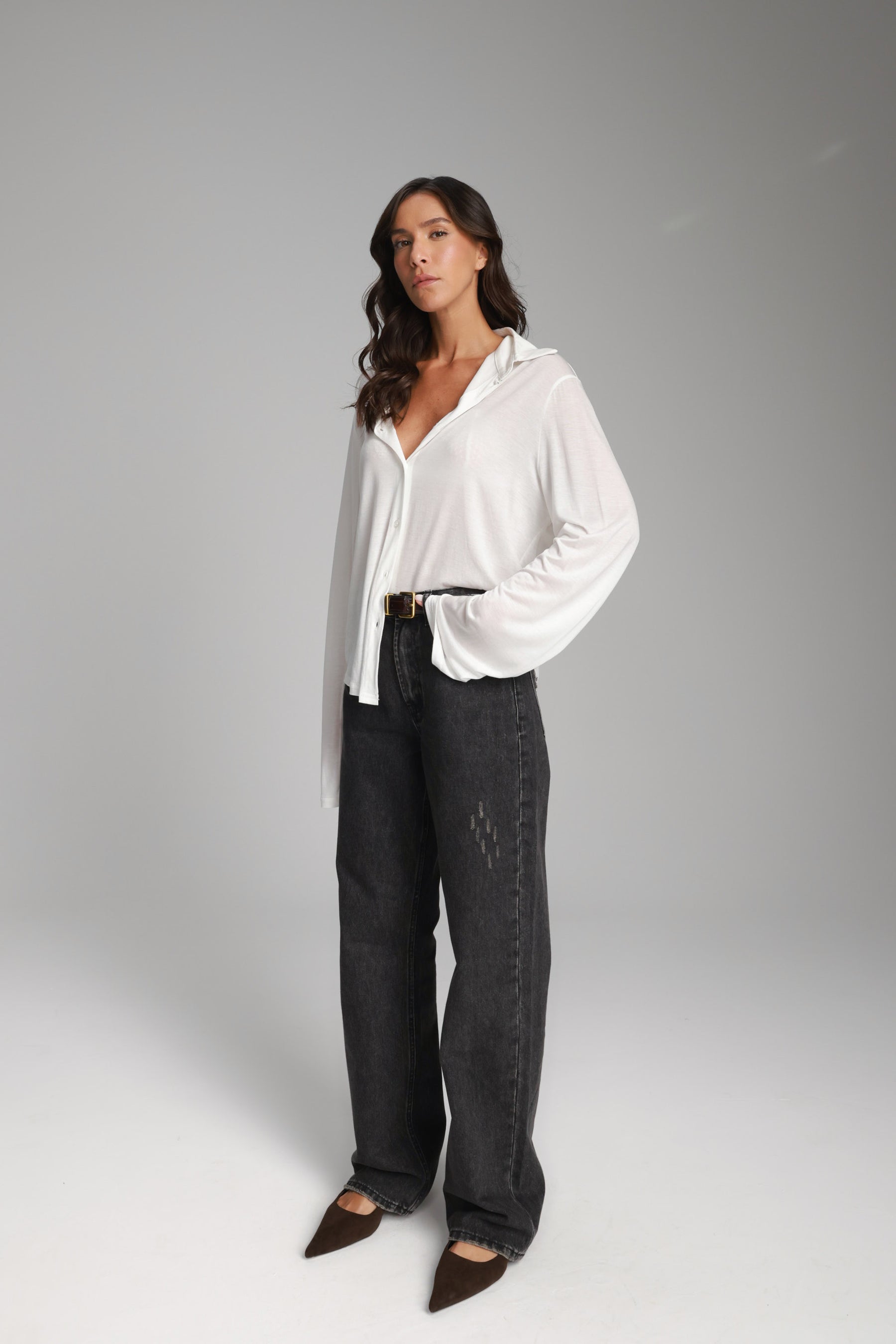 חולצת ליבי מכופתרת לבנה