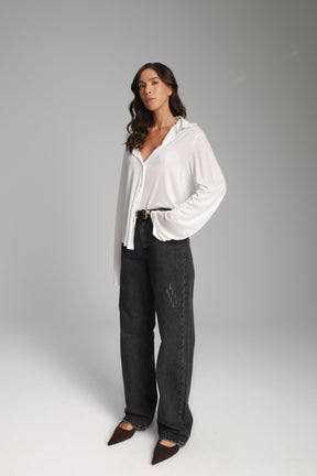 חולצת ליבי מכופתרת לבנה