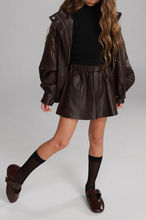 חצאית מייליס דמוי עור בורדו