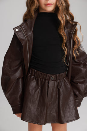 חצאית מייליס דמוי עור בורדו