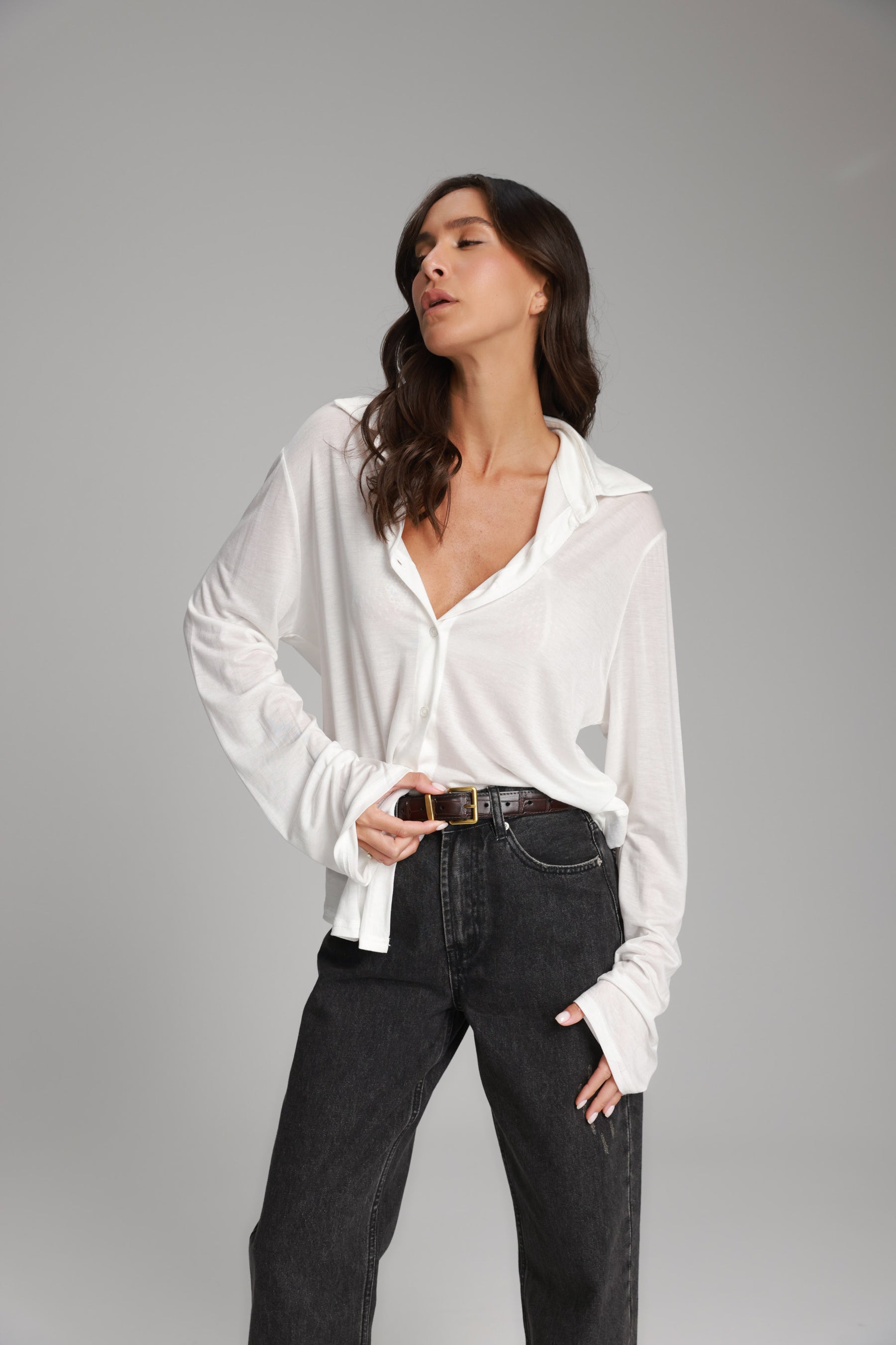 חולצת ליבי מכופתרת לבנה