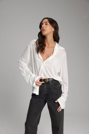 חולצת ליבי מכופתרת לבנה