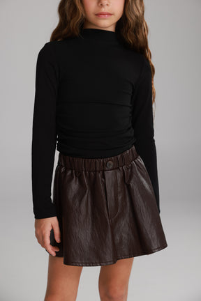 חצאית מייליס דמוי עור בורדו