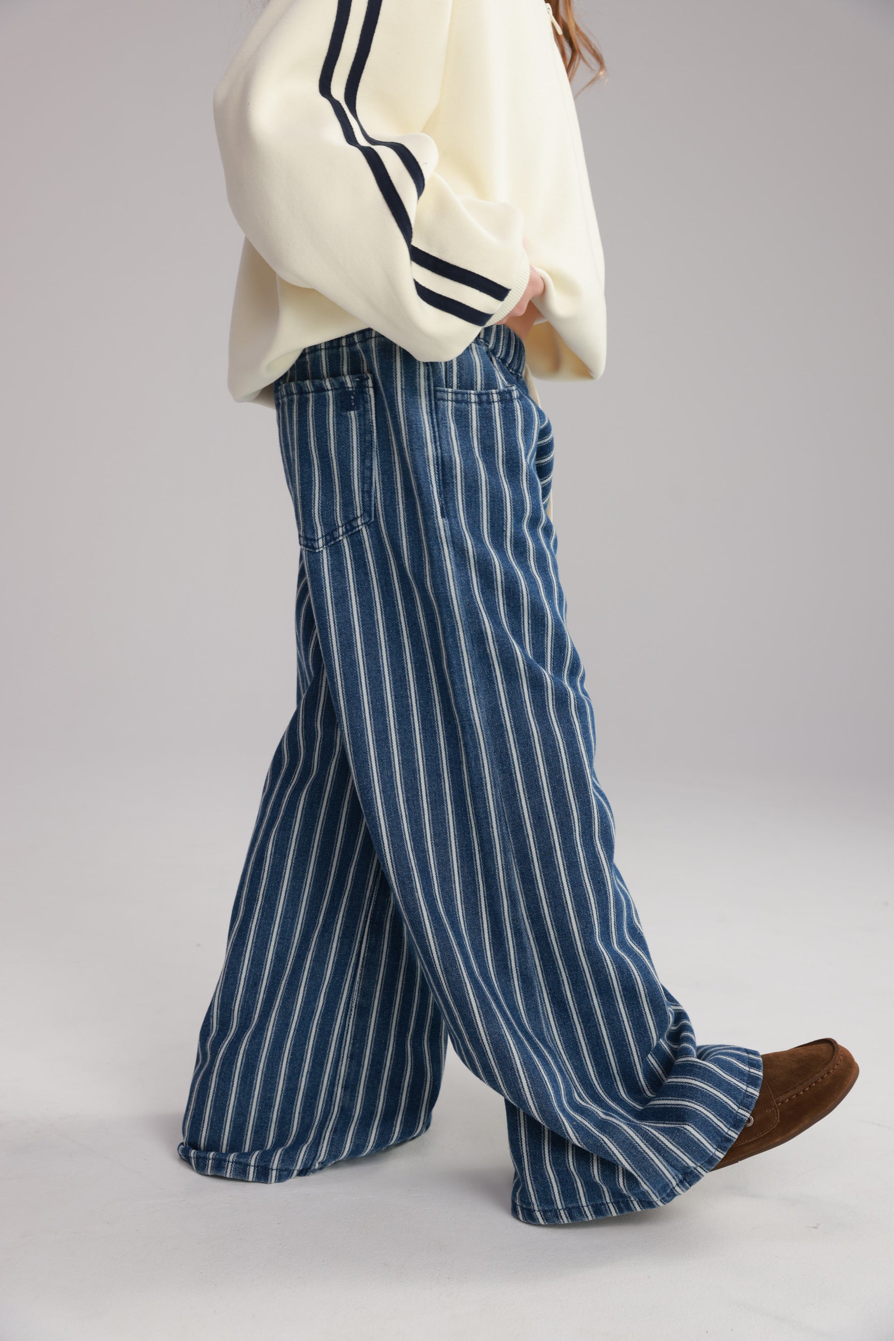 ג'ינס נואר פסים כחול כהה