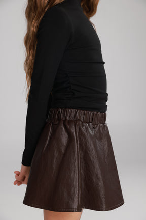 חצאית מייליס דמוי עור בורדו