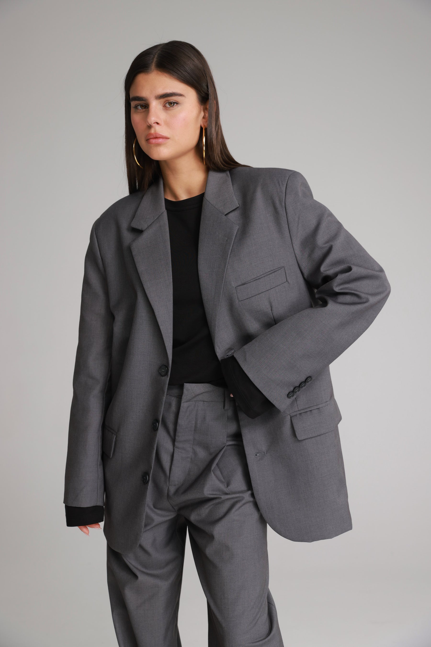 בלייזר דני אפור כהה