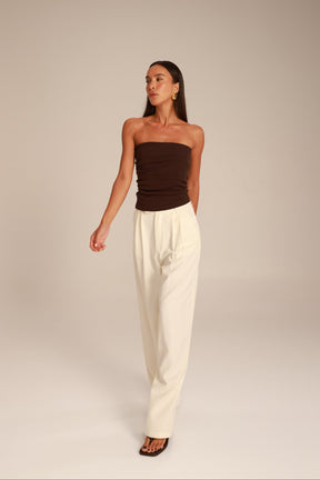 חולצת סטרפלס לילה חומה