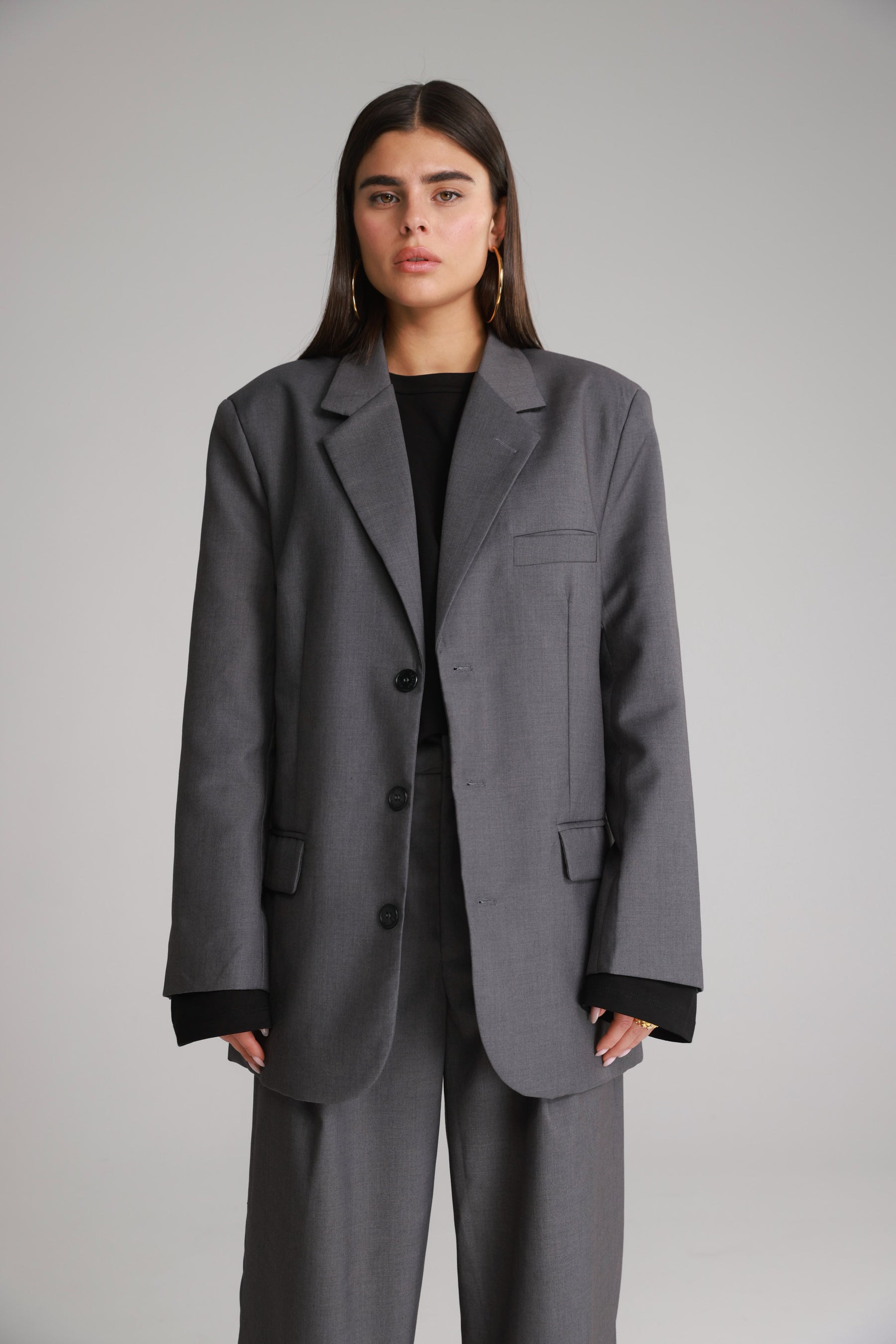 בלייזר דני אפור כהה