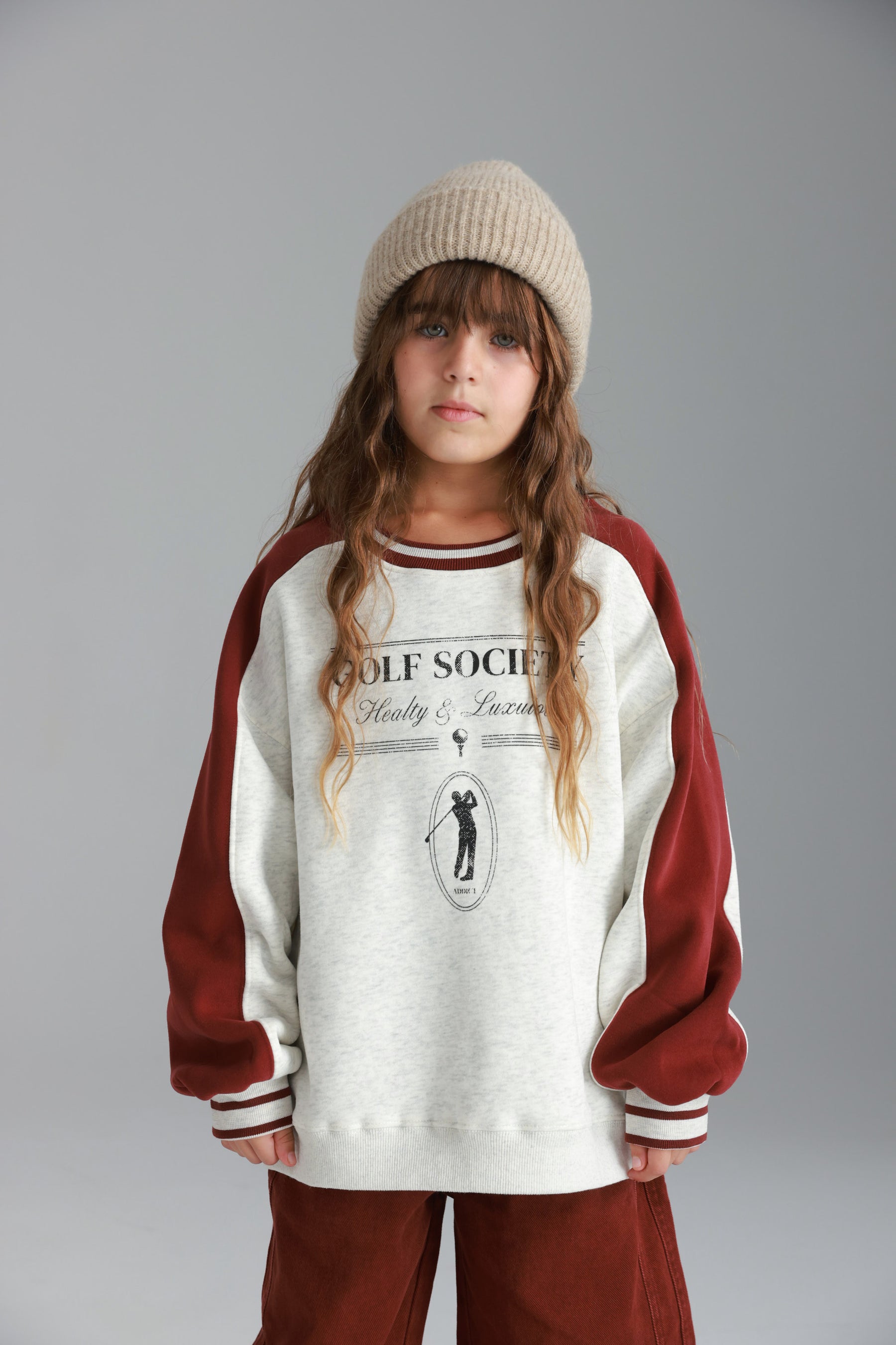 סוויטשירט קיארה אפור/בורדו