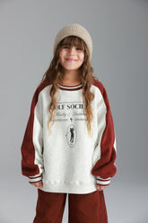 סוויטשירט קיארה אפור/בורדו