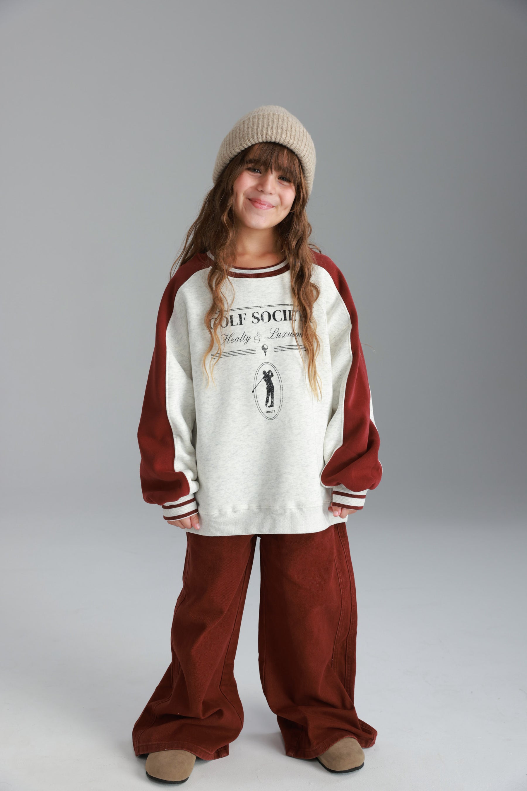 סוויטשירט קיארה אפור/בורדו