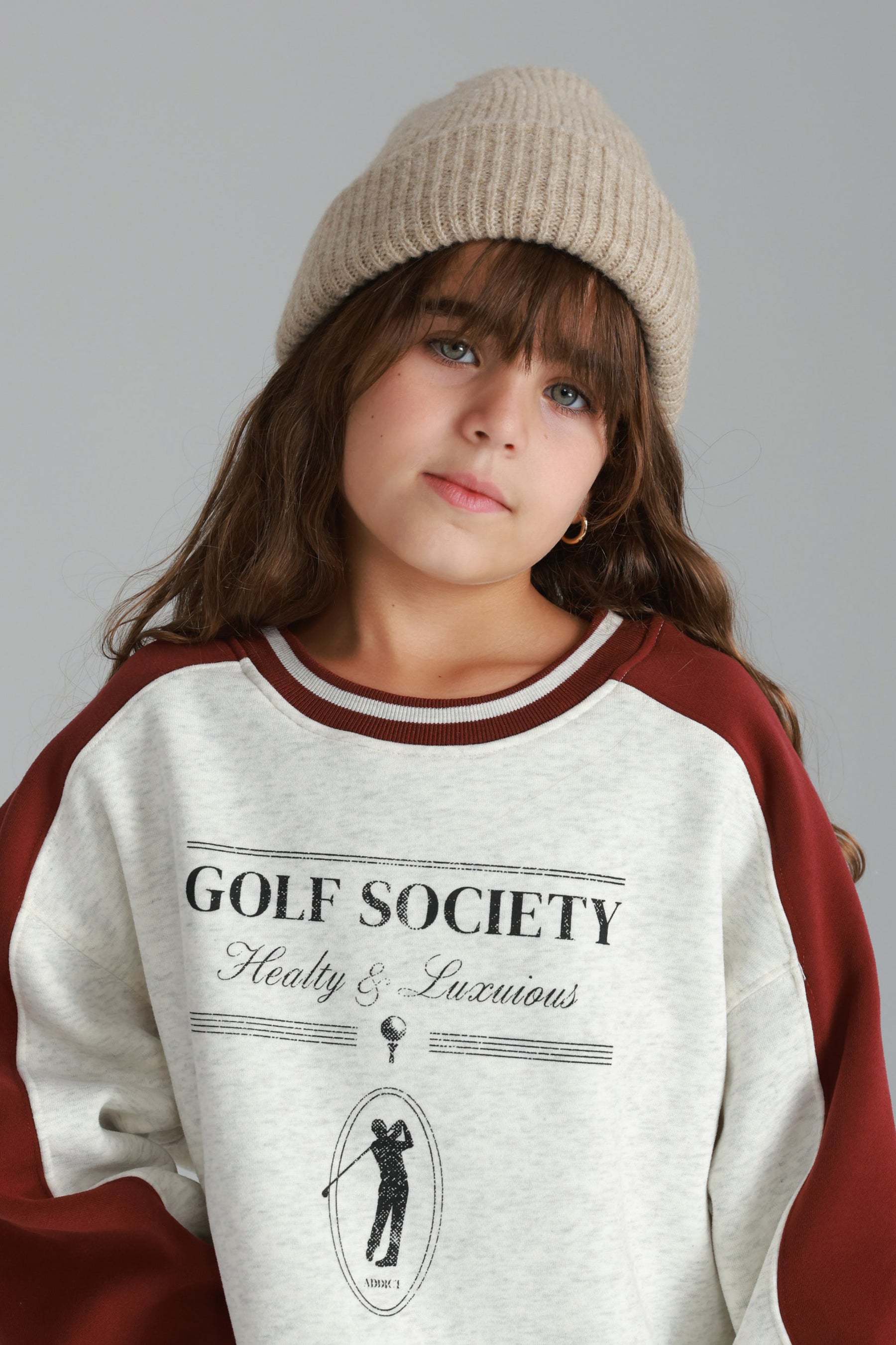 סוויטשירט קיארה אפור/בורדו