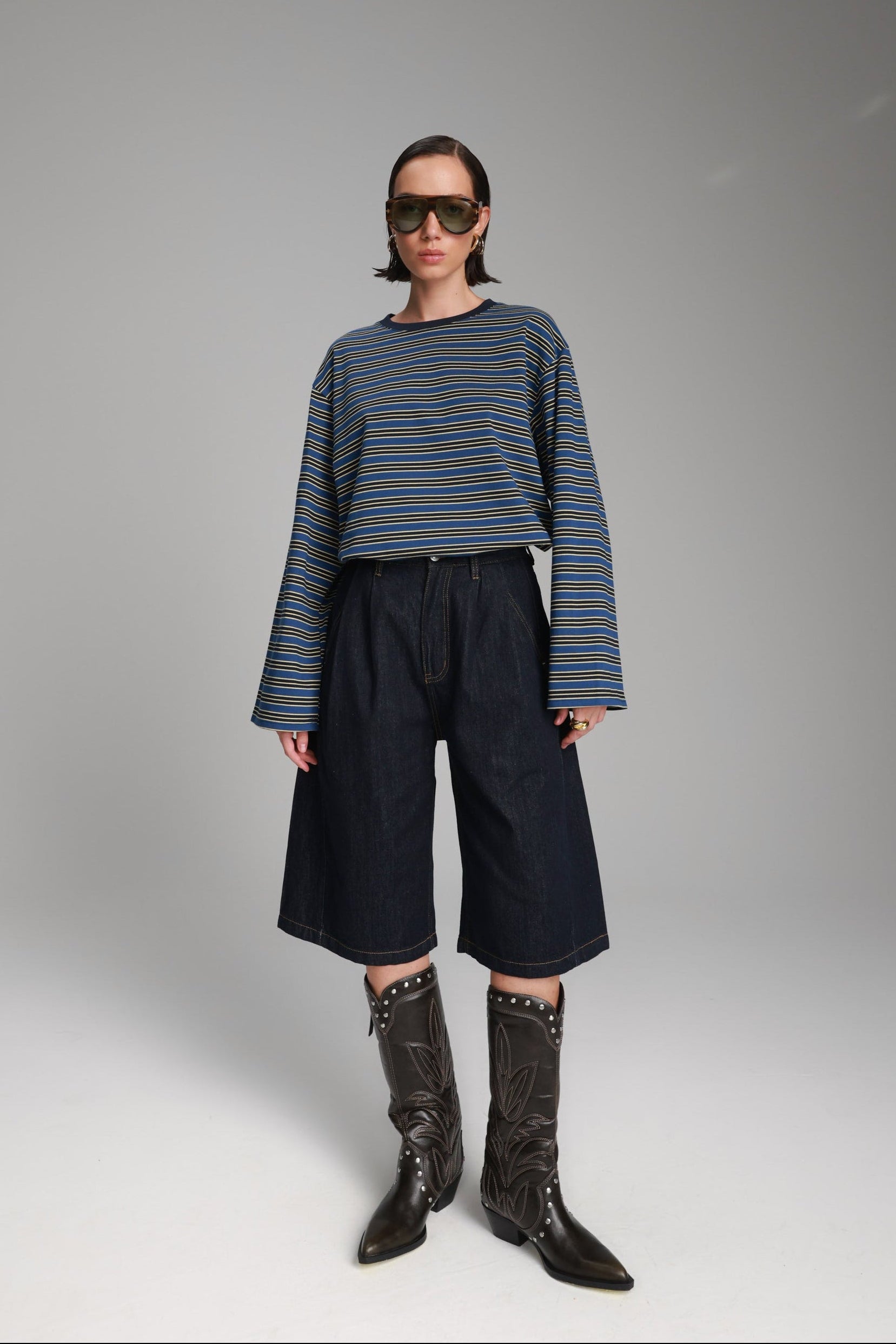 חולצת מורינה פסים כחול/נייבי