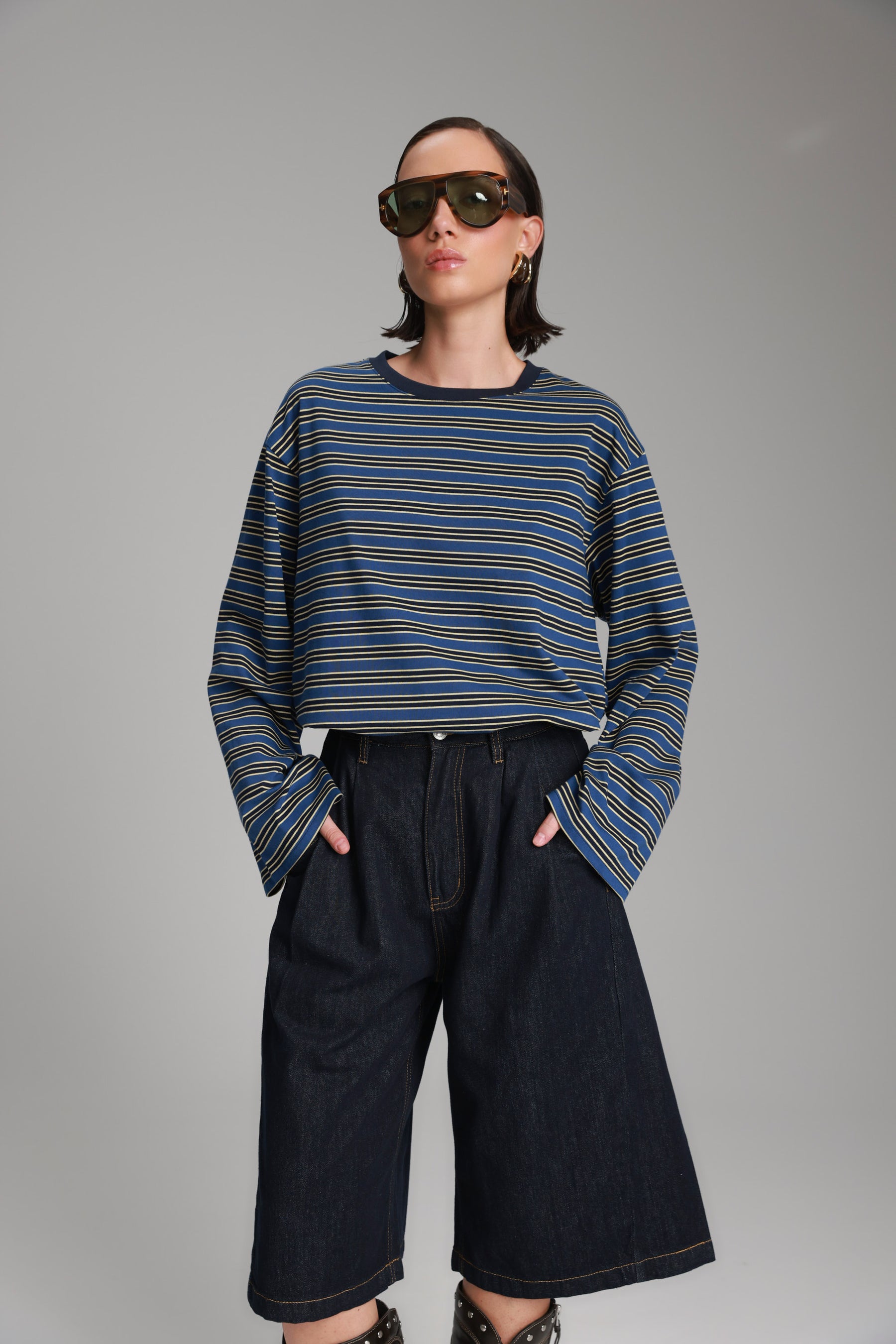 חולצת מורינה פסים כחול/נייבי