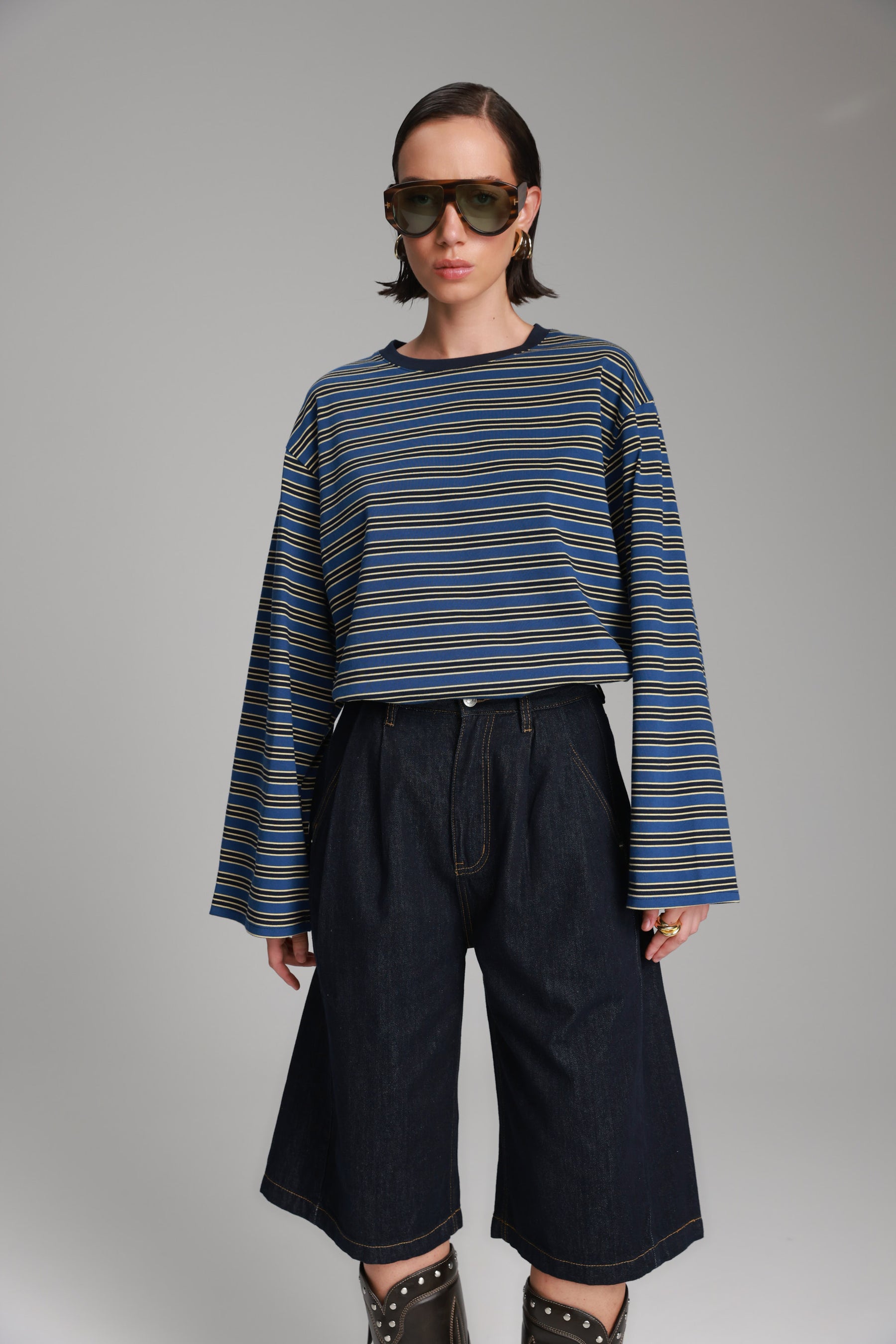 חולצת מורינה פסים כחול/נייבי
