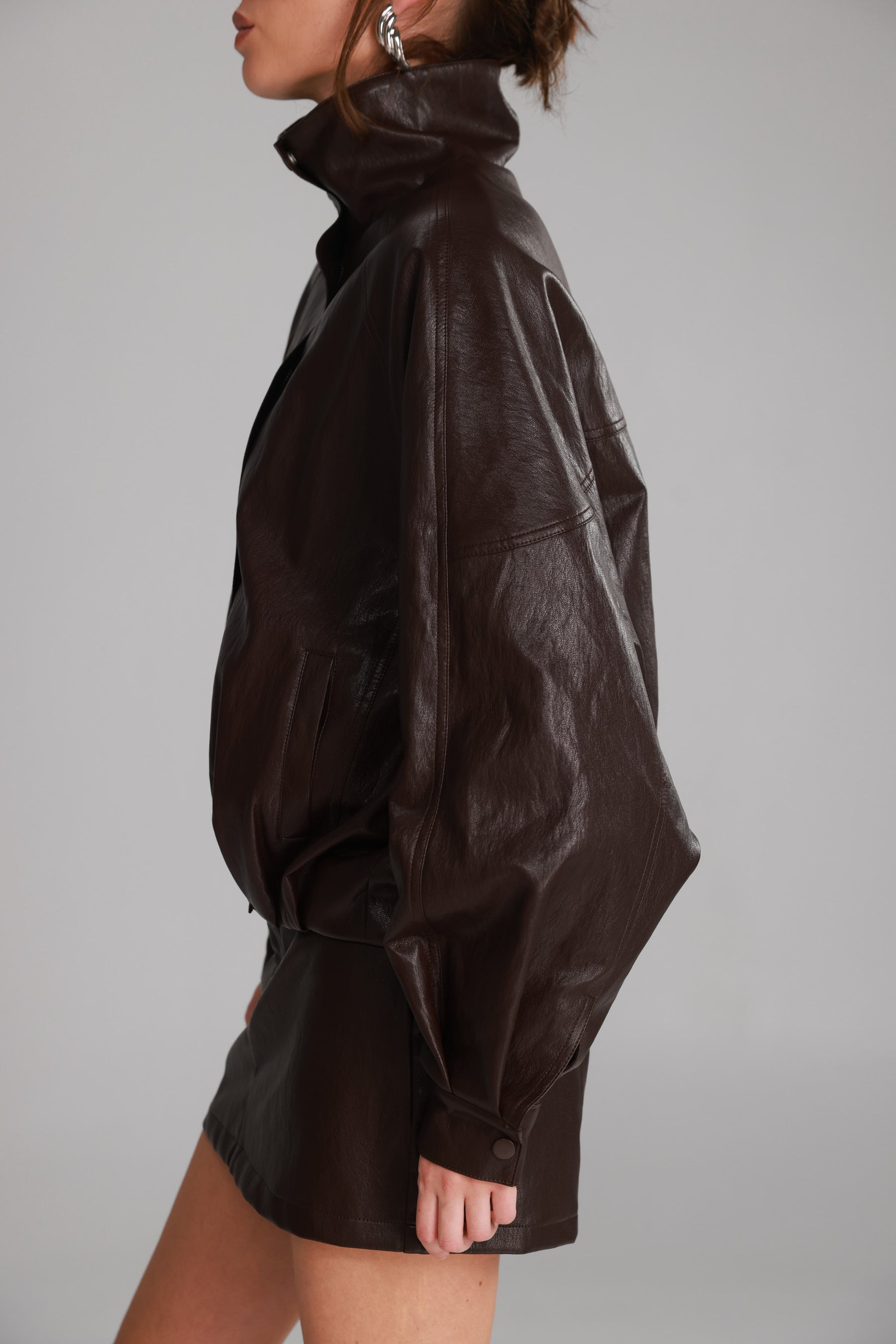 מעיל ג'וליה דמוי עור בורדו