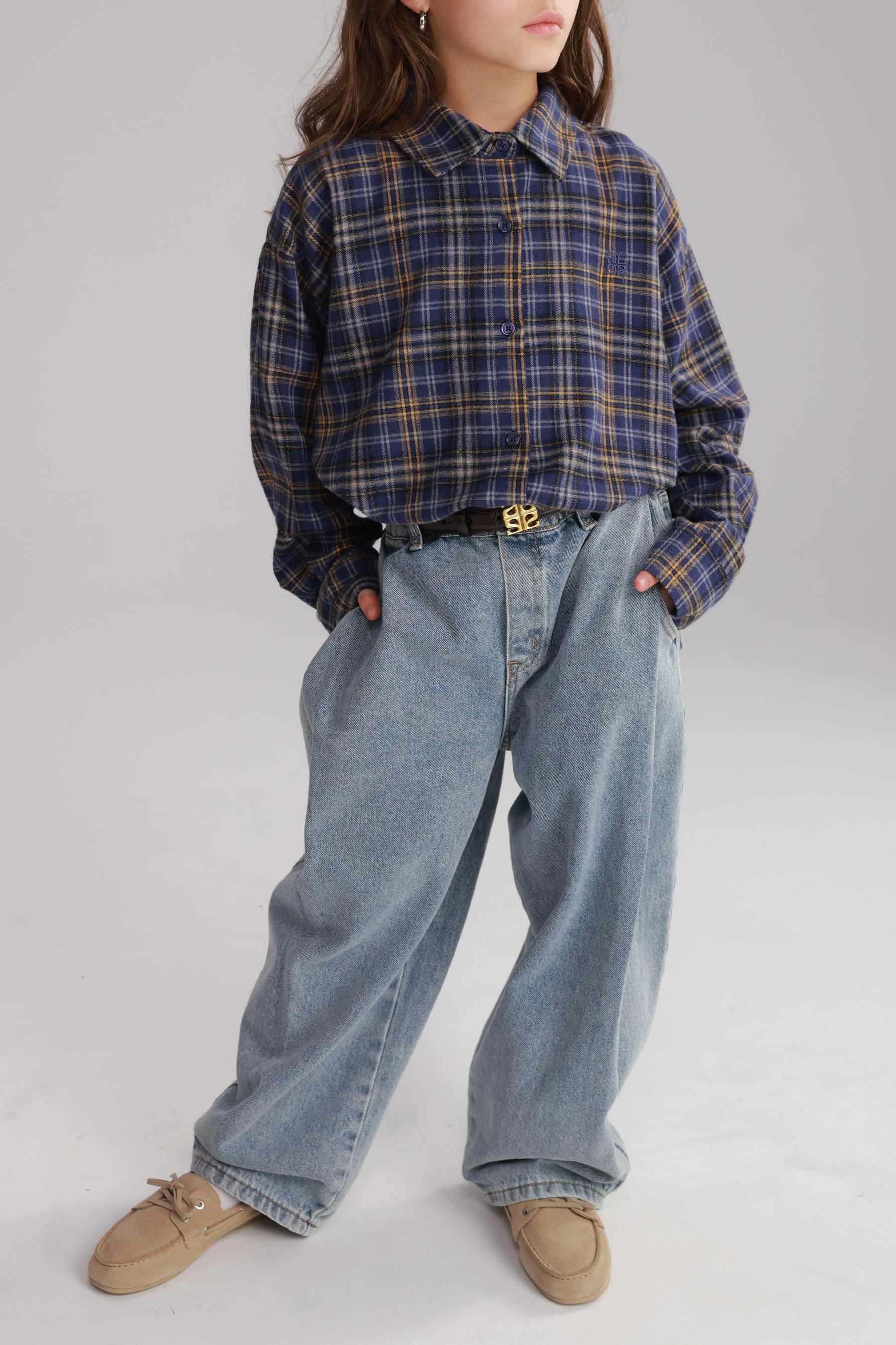 חולצת איב מכופתרת נייבי