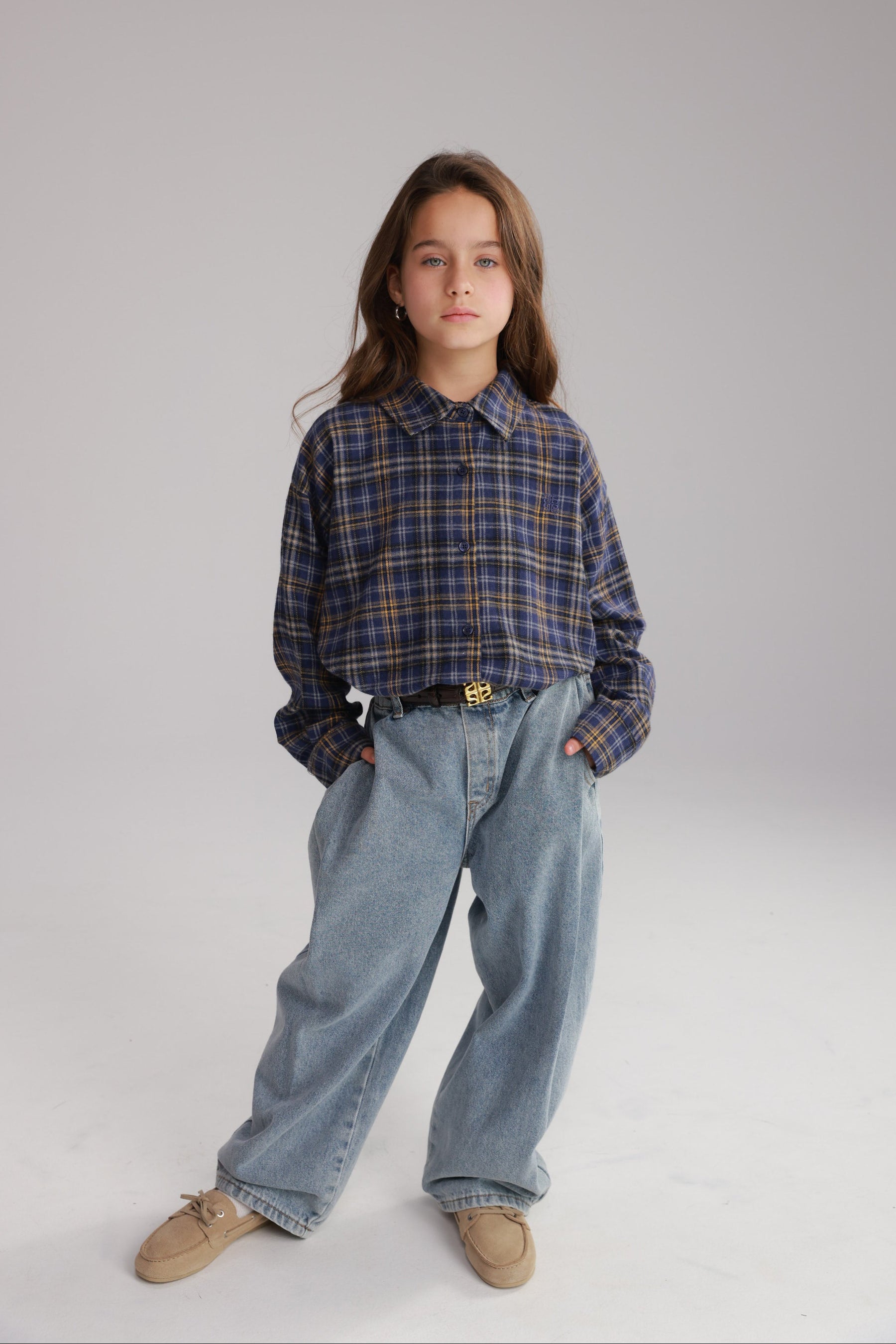 חולצת איב מכופתרת נייבי