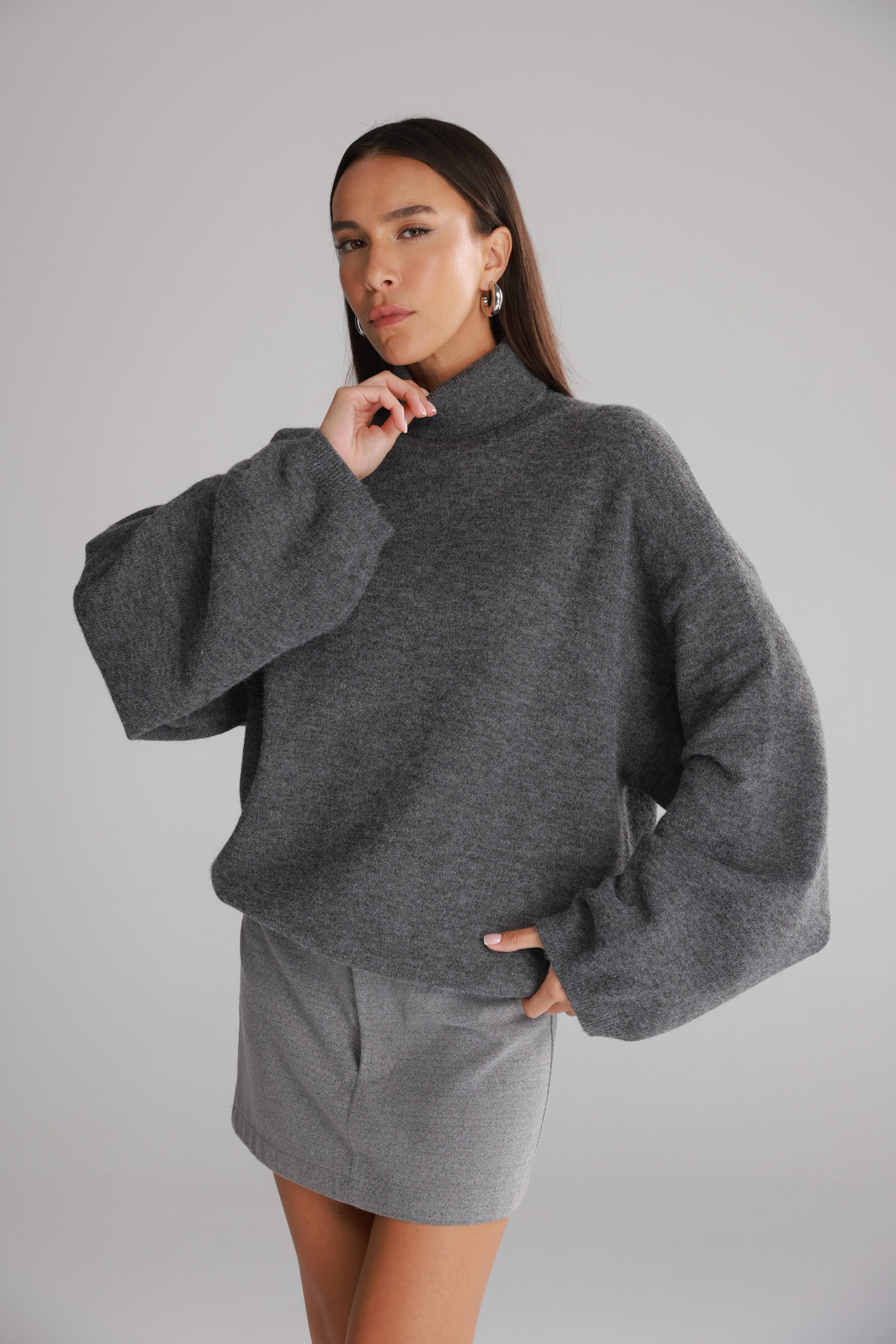 סוודר ג'ו אפור כהה