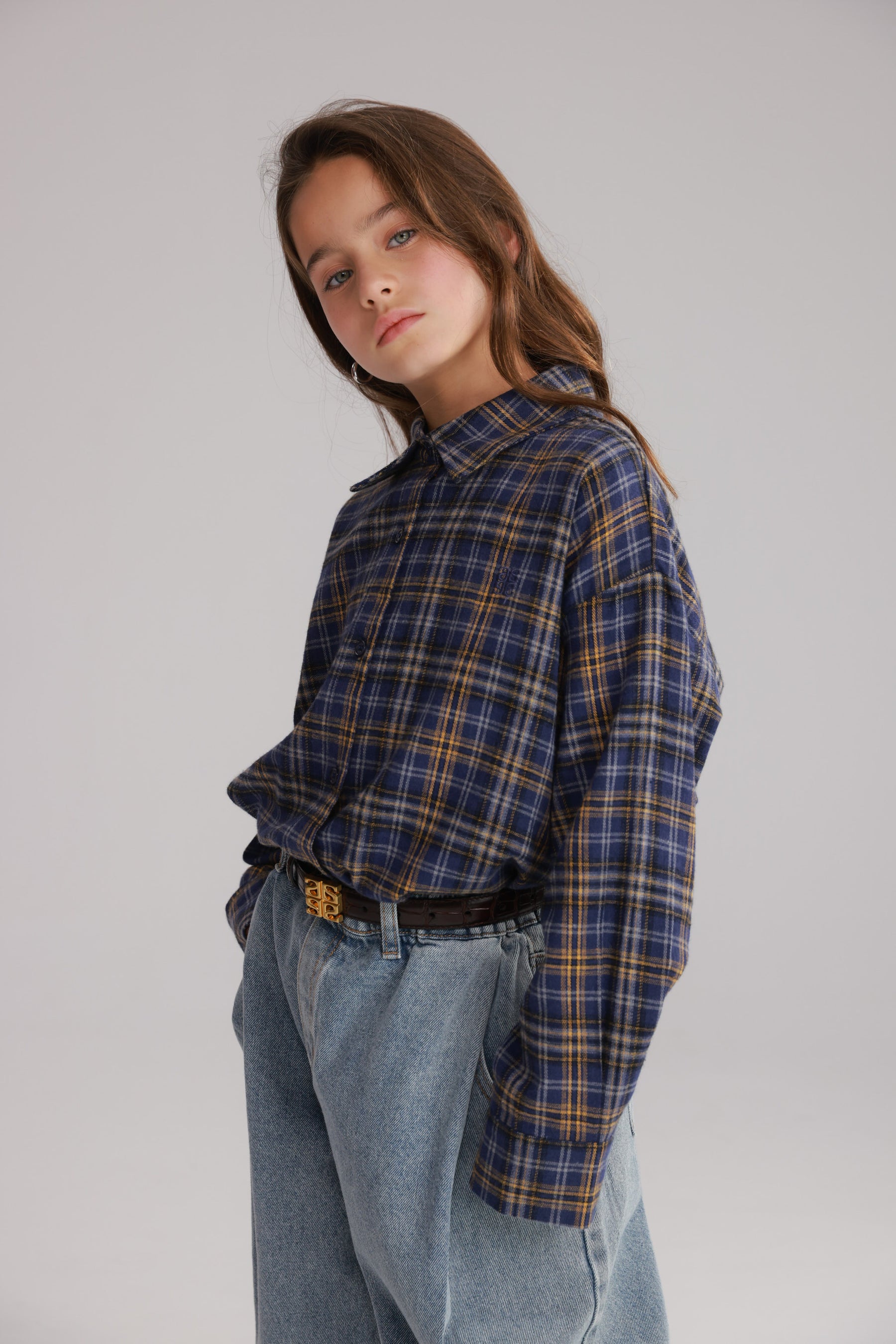 חולצת איב מכופתרת נייבי