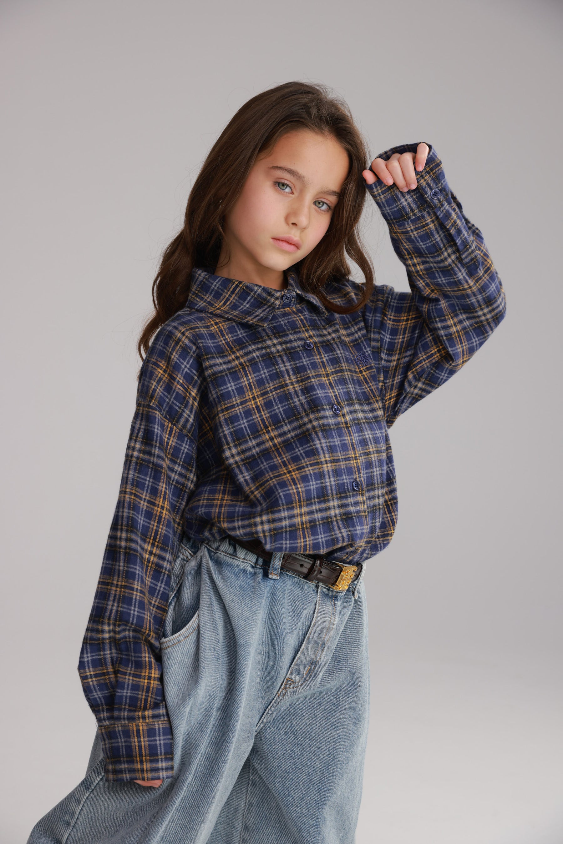 חולצת איב מכופתרת נייבי