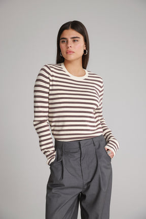 חולצת אוליבר פסים שמנת/בורדו