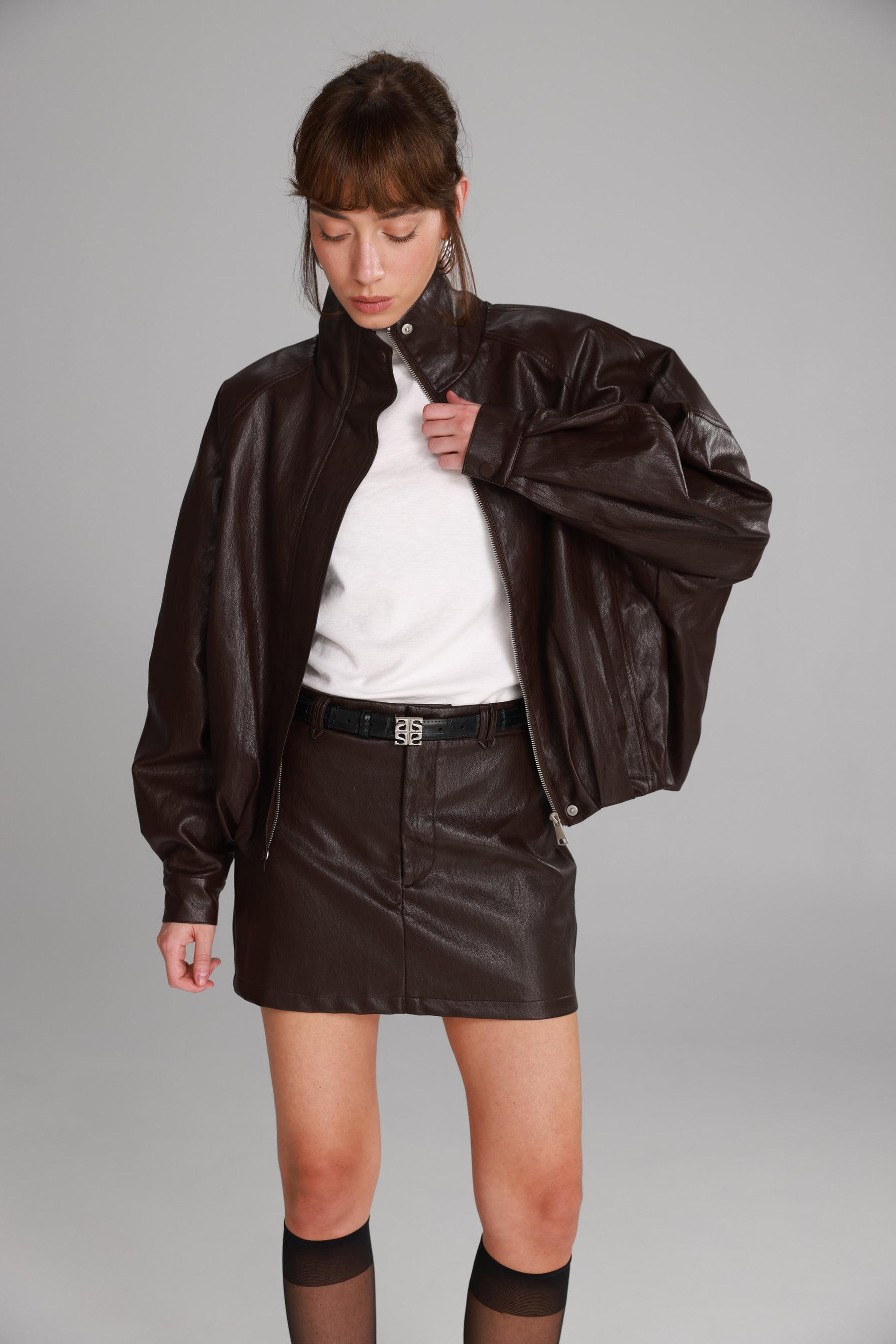 מעיל ג'וליה דמוי עור בורדו