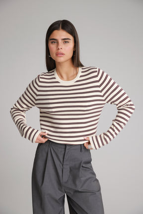 חולצת אוליבר פסים שמנת/בורדו