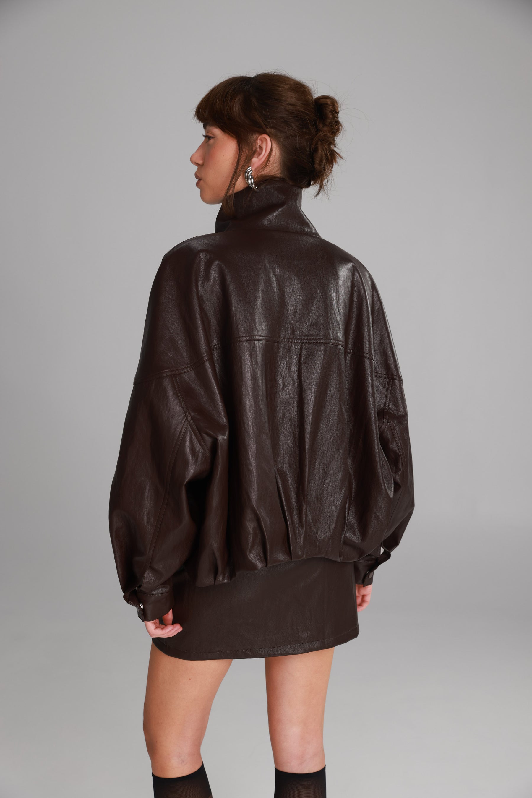 מעיל ג'וליה דמוי עור בורדו