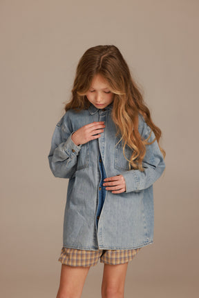 חולצת רבל מכופתרת ג'ינס כחול בהיר