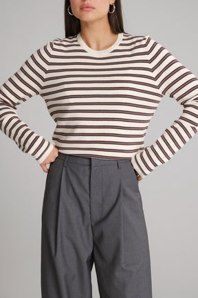 חולצת אוליבר פסים שמנת/בורדו