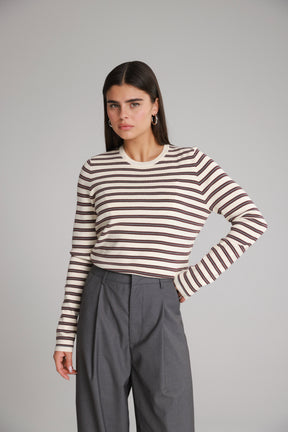 חולצת אוליבר פסים שמנת/בורדו