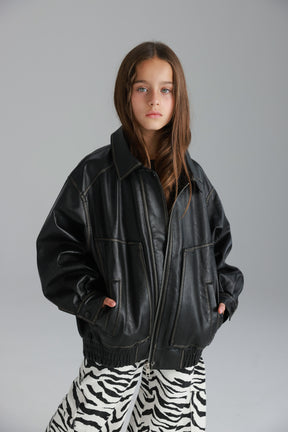 מעיל האנה דמוי עור שחור