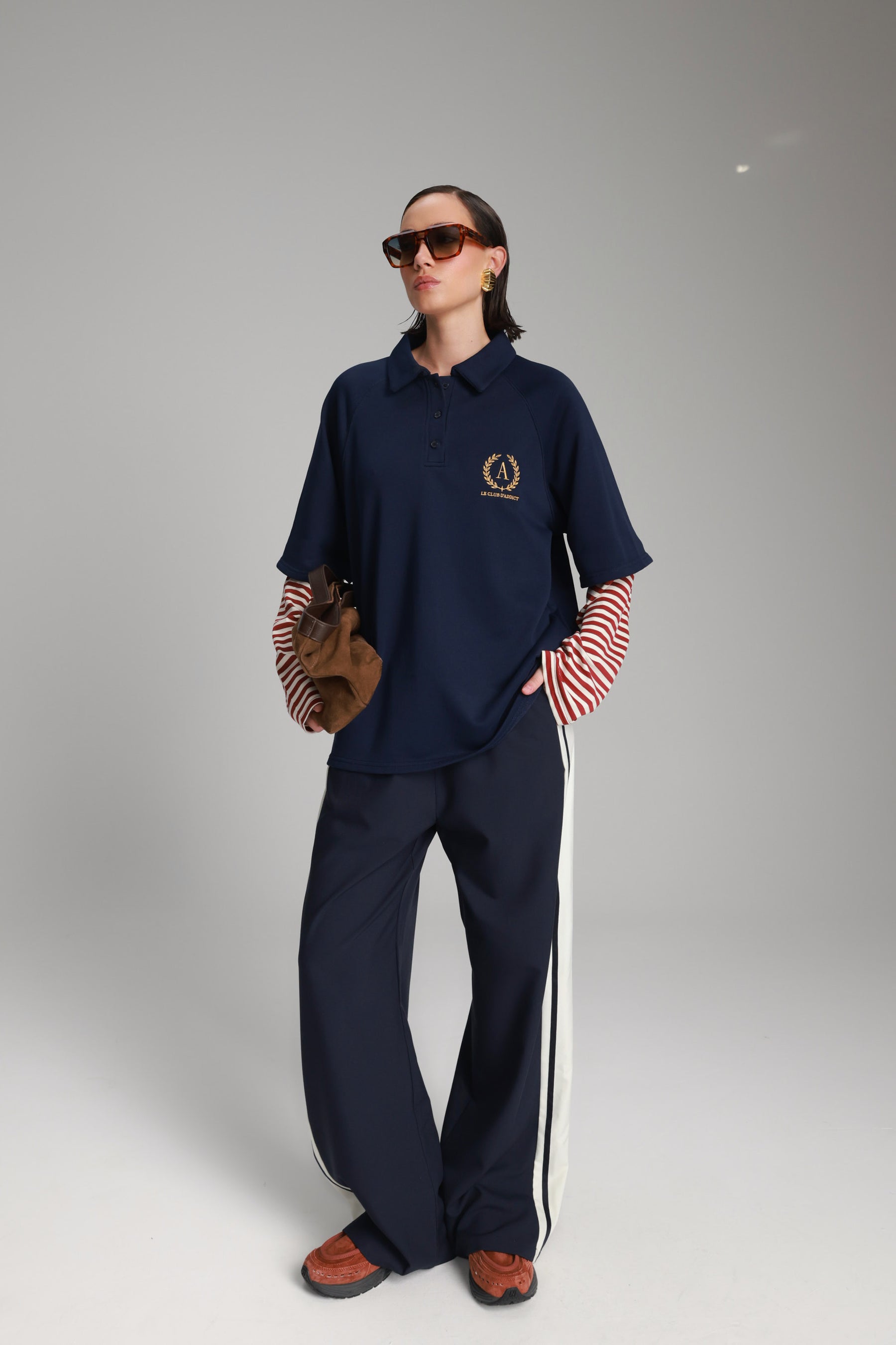 חולצת מריו נייבי/בורדו