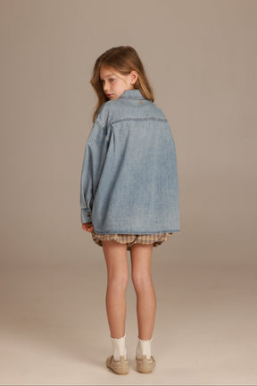 חולצת רבל מכופתרת ג'ינס כחול בהיר