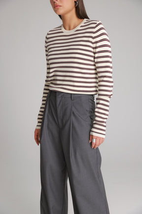 חולצת אוליבר פסים שמנת/בורדו