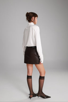 חצאית מיני ג'וליה דמוי עור בורדו