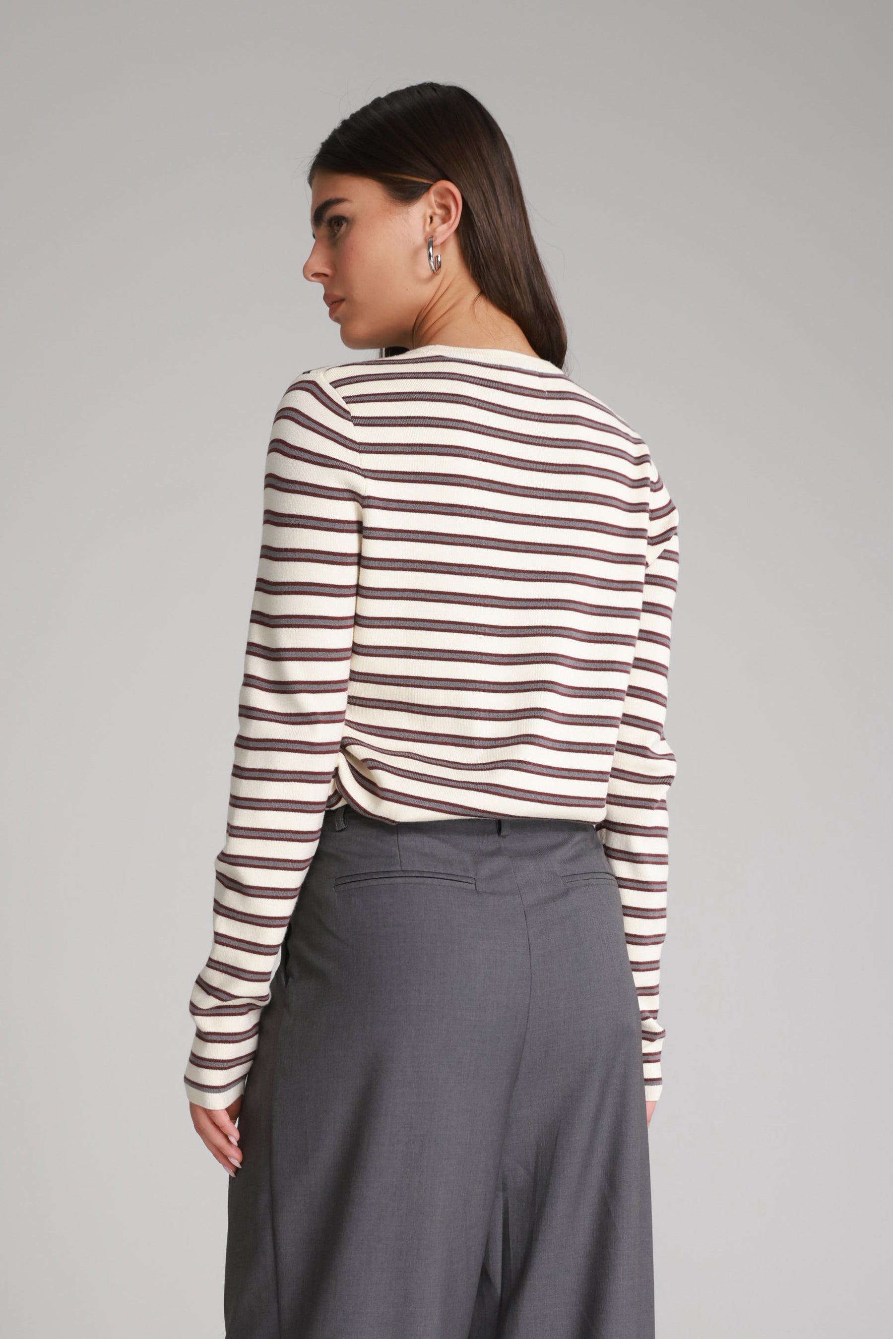 חולצת אוליבר פסים שמנת/בורדו