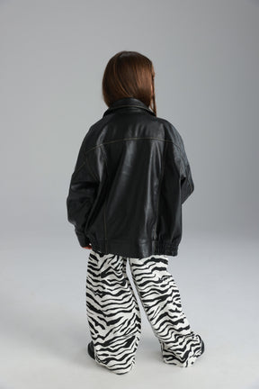 מעיל האנה דמוי עור שחור