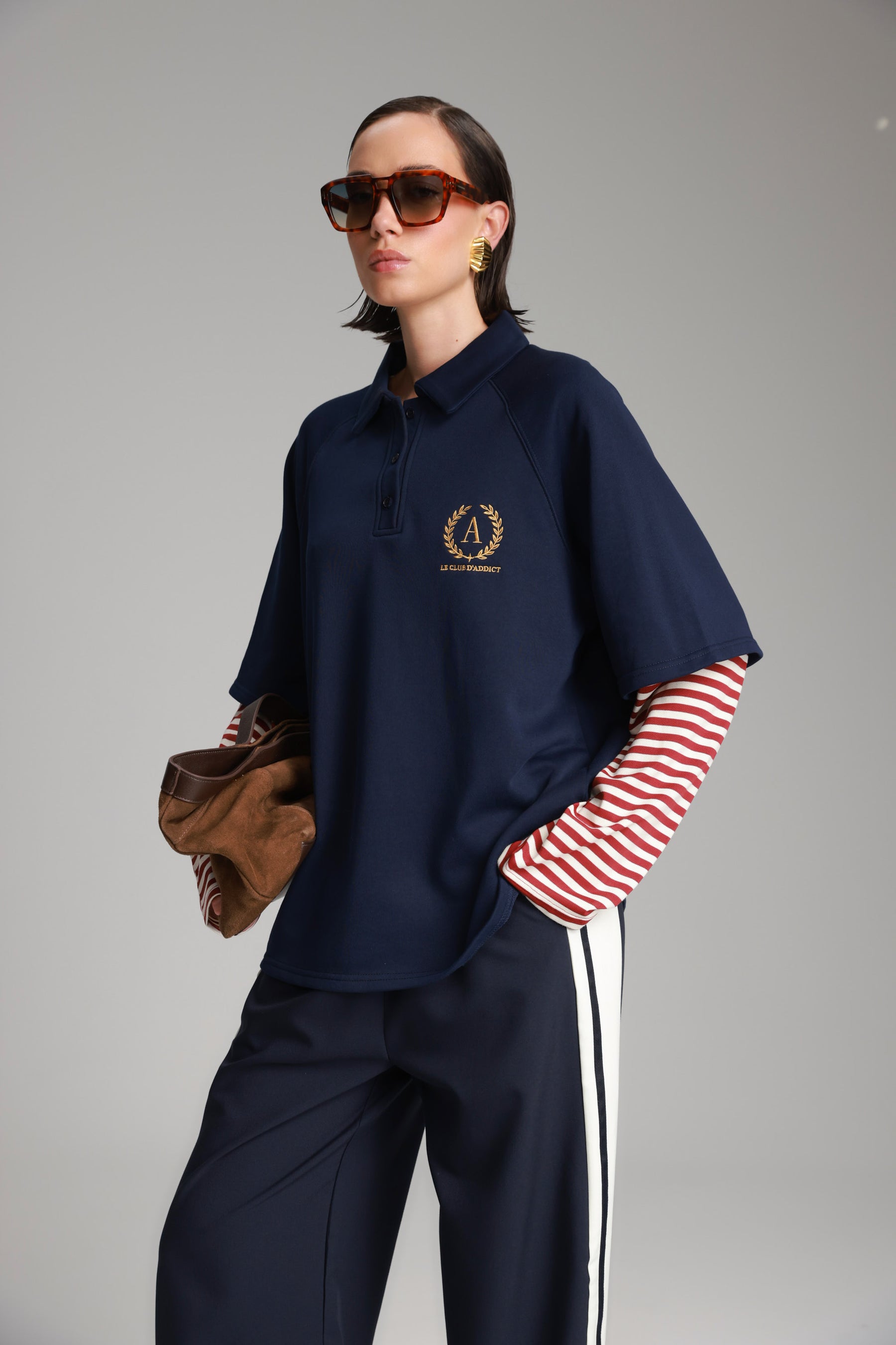 חולצת מריו נייבי/בורדו