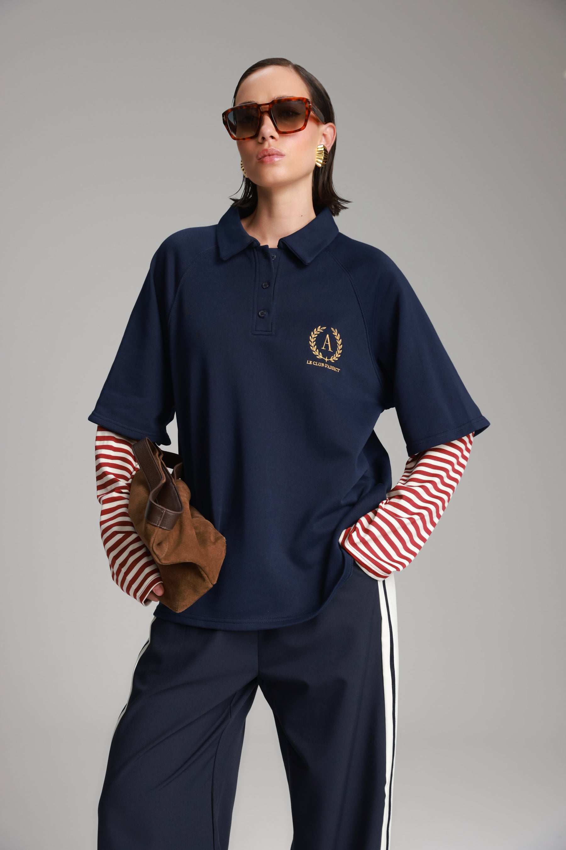 חולצת מריו נייבי/בורדו