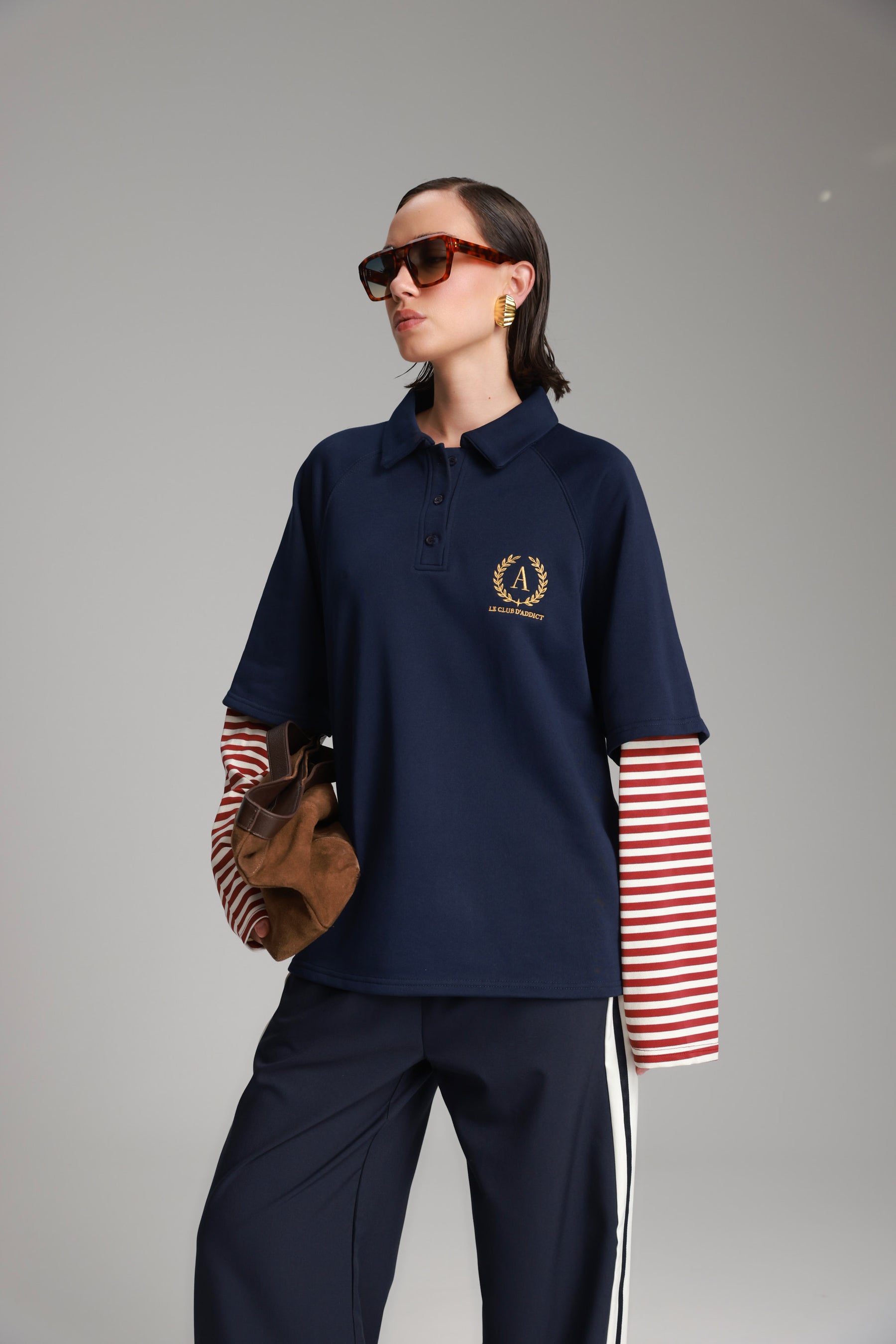 חולצת מריו נייבי/בורדו