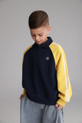 סוויטשירט מילה נייבי/צהוב