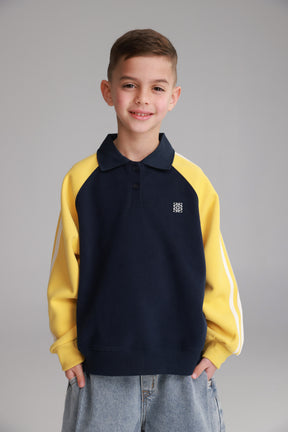 סוויטשירט מילה נייבי/צהוב