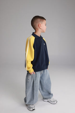 סוויטשירט מילה נייבי/צהוב