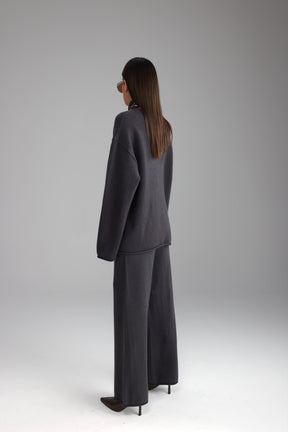 חליפת סריג מיגל אפור כהה